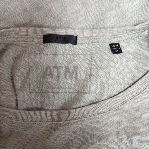 ATM Womens Slub Jersey Long Sleeve Destroyed Wash Tee Green Size XS Distressed - Picture 6 of 11